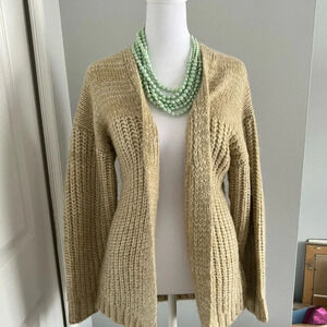 Esqualo Tan Chunky Open Front Cardigan New